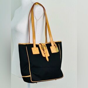 Dooney & Bourke Black Tote with Tan Accents